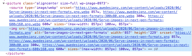 responsive and webp optimized images to speed up WordPress site